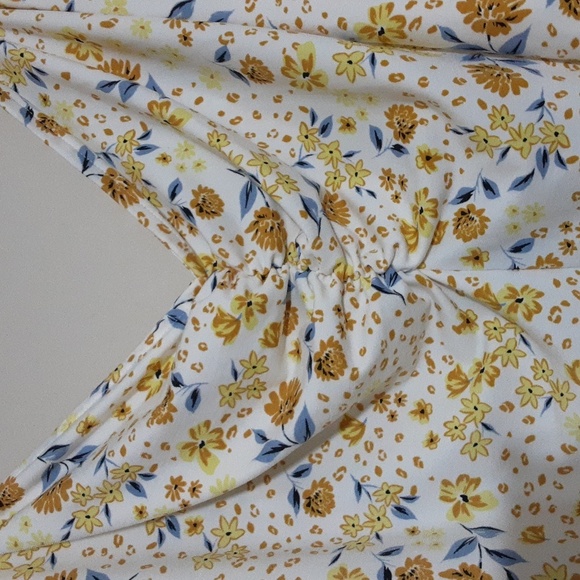 Eloquii Floral Women's Top Blouse Butter Yellow Blue 20 Off Shoulder Fairy Boho - Picture 4 of 8